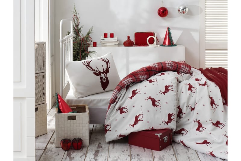 Eponj Home Bäddset Enkelt 3-dels - Röd/Vit - Heminredning - Textilier - Sängkläder