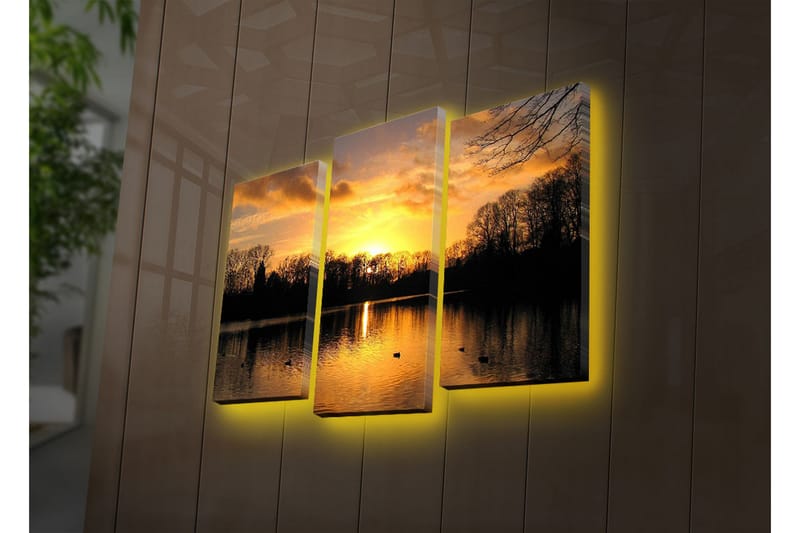 Dekorativ Canvasmålning LED-belysning 3 Delar - Flerfärgad - Heminredning - Väggdekor - Canvastavlor