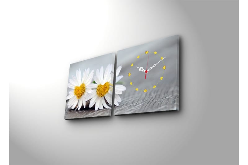 Dekorativ Canvasmålning med Klocka 2 Delar - Flerfärgad - Inredning - Väggdekor - Väggklocka & väggur