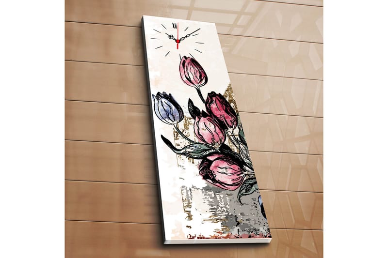 Dekorativ Canvasmålning med Klocka - Flerfärgad - Inredning - Väggdekor - Väggklocka & väggur