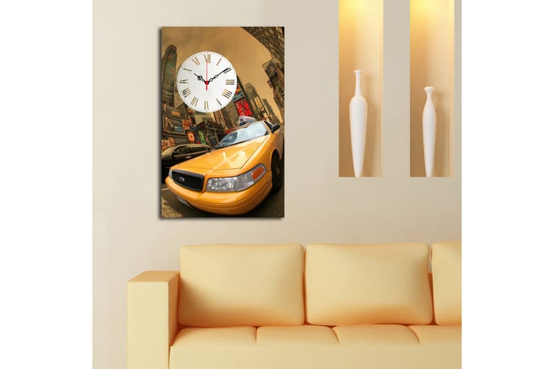 Dekorativ Canvasmålning med Klocka - Flerfärgad - Heminredning - Väggdekor - Klockor & väggklockor