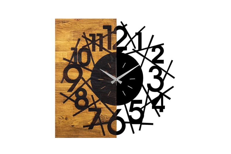 Wooden Clock 26 - Svart/Valnöt - Inredning - Väggdekor - Väggklocka & väggur