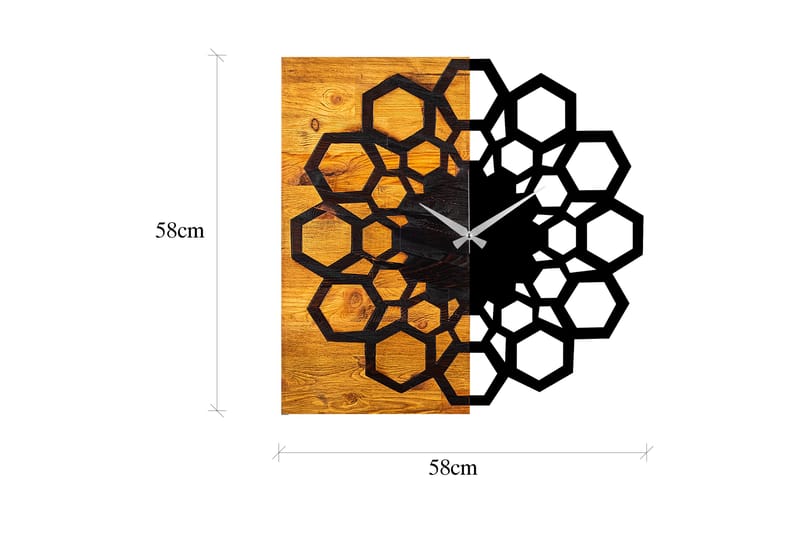 Wooden Clock 30 - Svart/Valnöt - Inredning - Väggdekor - Väggklocka & väggur