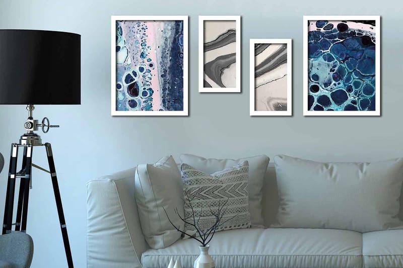 Tavla Abstract med Ram 4-pack Flerfärgad - 33x43 cm - Inredning - Tavlor & konst - Posters & prints