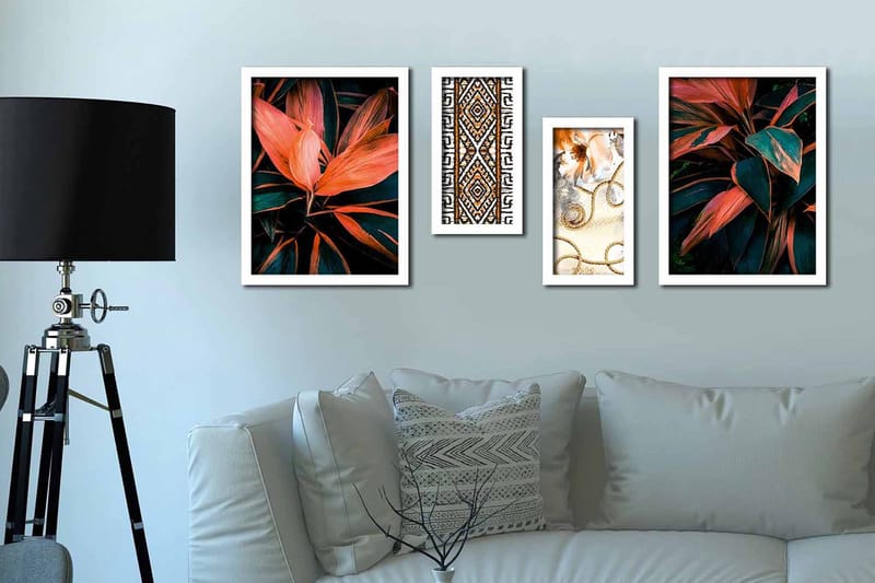 Tavla Floral med Ram 4-pack Flerfärgad - 33x43 cm - Inredning - Tavlor & konst - Posters & prints