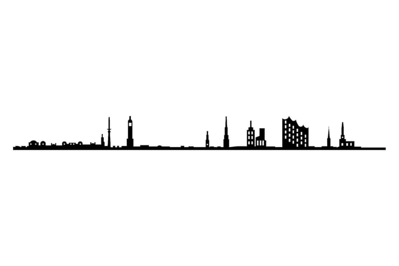 Hamburg Skyline Väggdekor - Svart - Inredning - Väggdekor - Skylt - Plåtskyltar