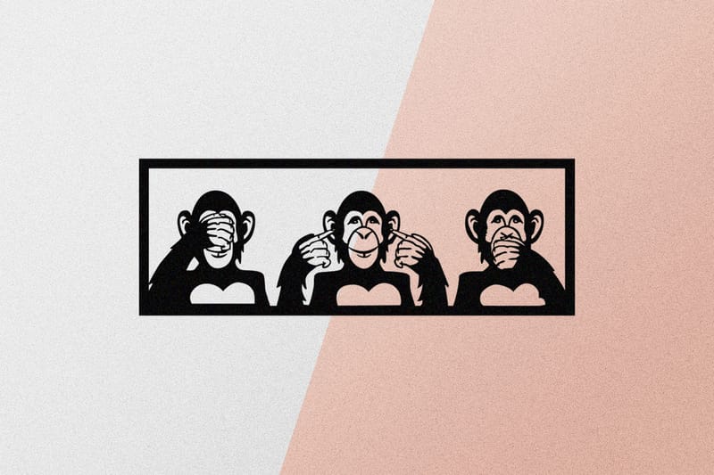 Three Monkeys M Väggdekor - Svart - Inredning - Väggdekor - Skylt - Plåtskyltar