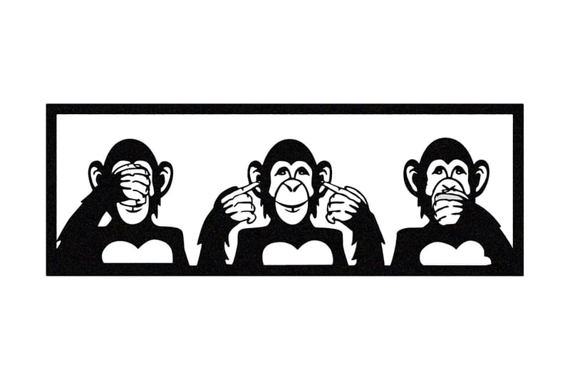 Three Monkeys M Väggdekor - Svart - Inredning - Väggdekor - Skylt - Plåtskyltar
