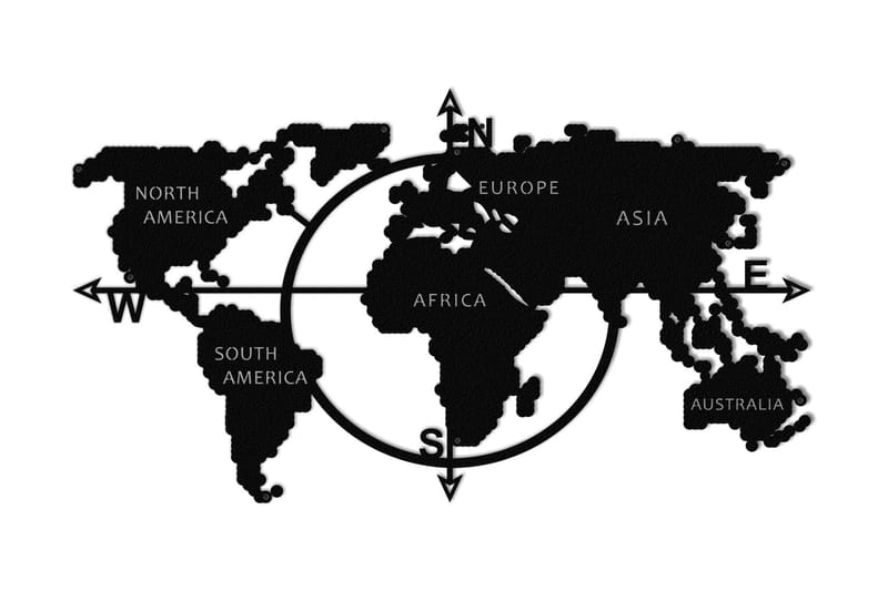 Världskartan Väggdekoration - Svart - Inredning - Väggdekor - Skylt - Plåtskyltar