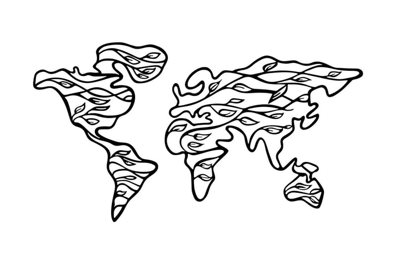 World Map 1 Väggdekor - Svart - Inredning - Väggdekor - Skylt - Plåtskyltar