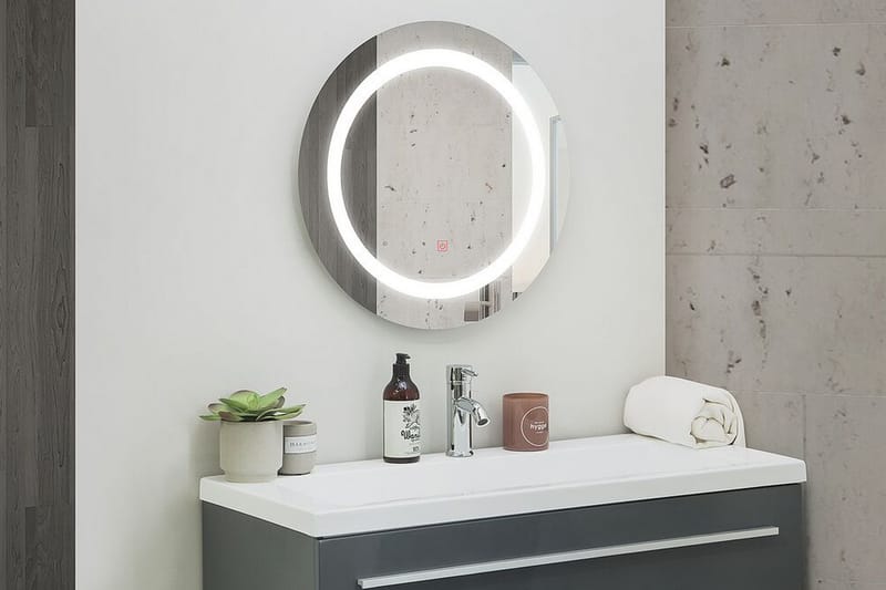 Rystal Spegel LED Rund 58x58 cm - Silver - Heminredning - Väggdekor - Speglar