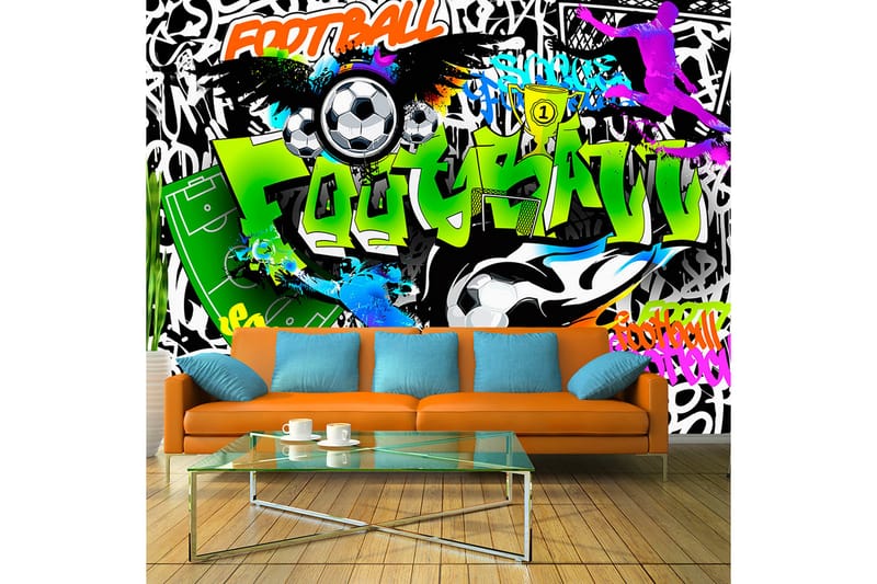 Fototapet Football Graffiti 350x245 - Artgeist sp. z o. o. - Inredning - Väggdekor - Tapet & tapettillbehör - Fototapet
