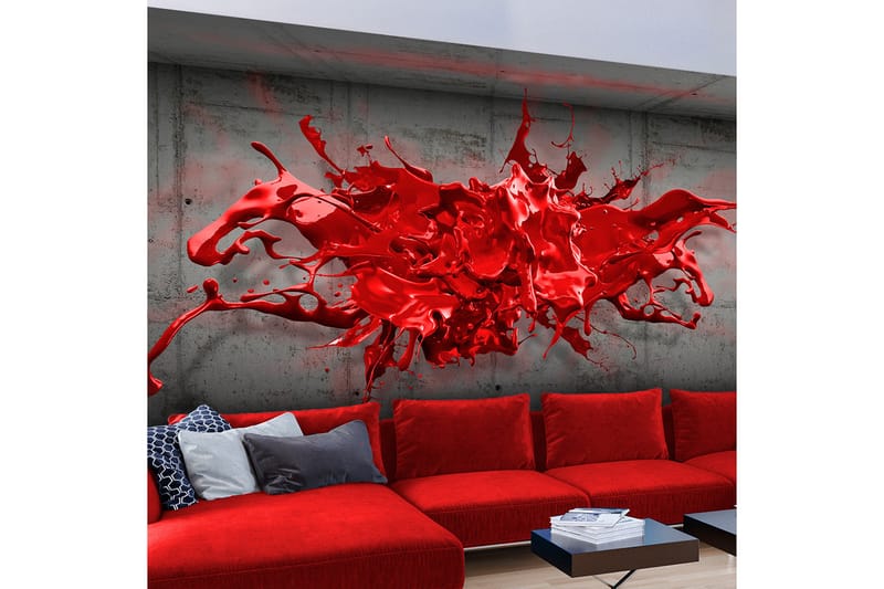 Fototapet Red Ink Blot 300x210 - Artgeist sp. z o. o. - Inredning - Väggdekor - Tapet & tapettillbehör - Fototapet