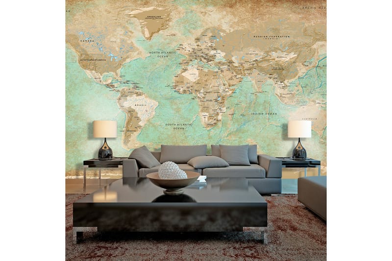 Fototapet XXL Turquoise World Map II 500x280 - Artgeist sp. z o. o. - Inredning - Väggdekor - Tapet & tapettillbehör - Fototapet