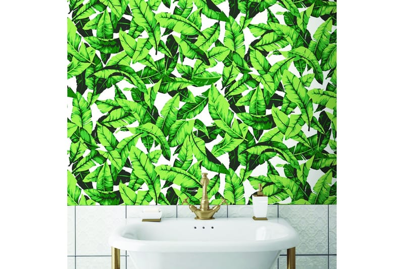 Palm Leaf Green Limma&Ta Bort Klistermärke Tapet - Inredning - Väggdekor - Wall stickers