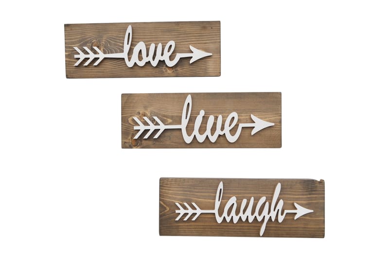 Evila Väggdekoration Love Live Laugh' - Brun - Inredning - Väggdekor