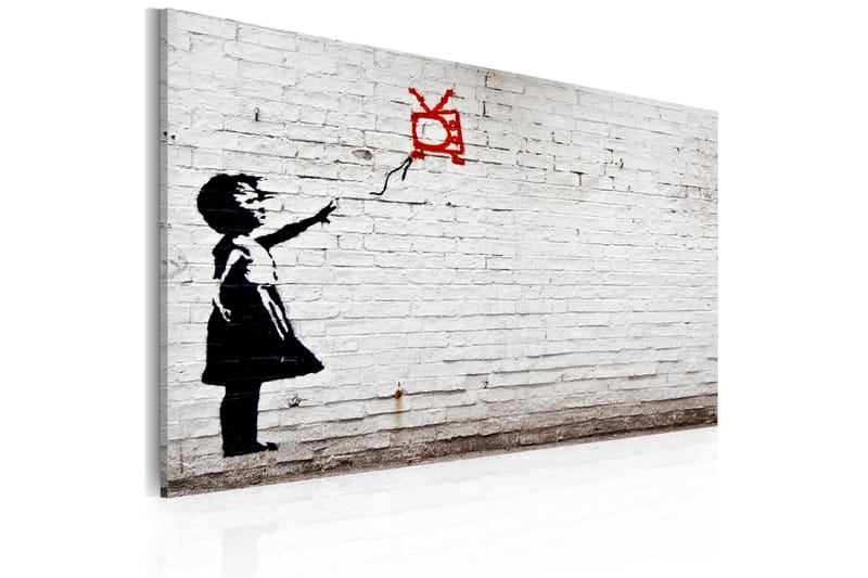 Tavla Girl With Tv Banksy 60x40 - Heminredning - Väggdekor - Canvastavlor