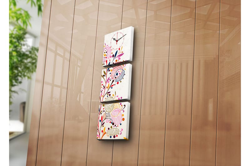 Dekorativ Canvasmålning med Klocka 3 Delar - Flerfärgad - Heminredning - Väggdekor - Klockor & väggklockor