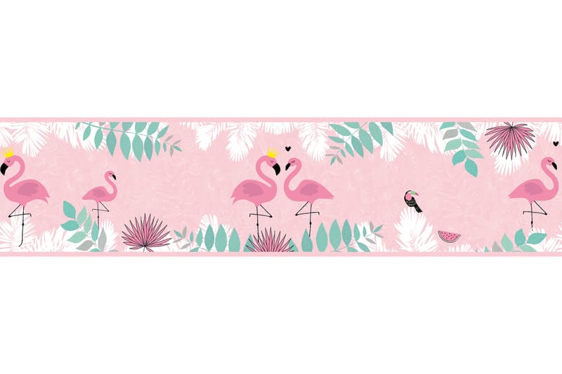 Självhäftande border Flamingo Love Rosa Grön - AS Creation - Inredning - Väggdekor - Tapet & tapettillbehör - Tapettillbehör - Tapetbård