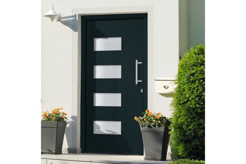 Ytterdörr aluminium och PVC antracit 100x200 cm - Grå - Hus & renovering - Bygg - Dörrar & Portar - Ytterdörrar - Enkelytterdörr