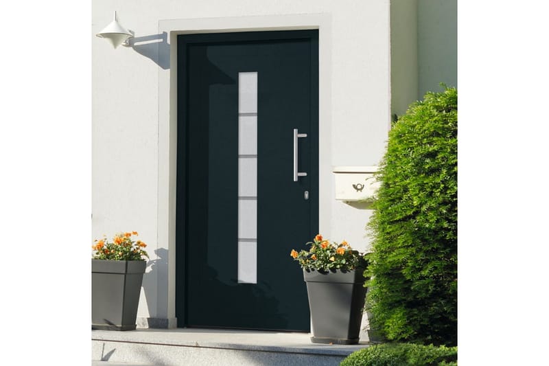 Ytterdörr aluminium och PVC antracit 100x210 cm - Grå - Hus & renovering - Bygg - Dörrar & Portar - Ytterdörrar - Enkelytterdörr
