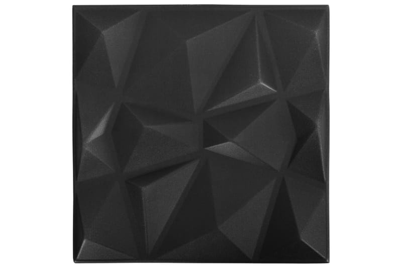 3D Väggpaneler 12 st 50x50 cm diamant svart 3 m² - Svart - Hus & renovering - Bygg - Golv, vägg & tak - Skivmaterial & byggskiva - Innerpanel