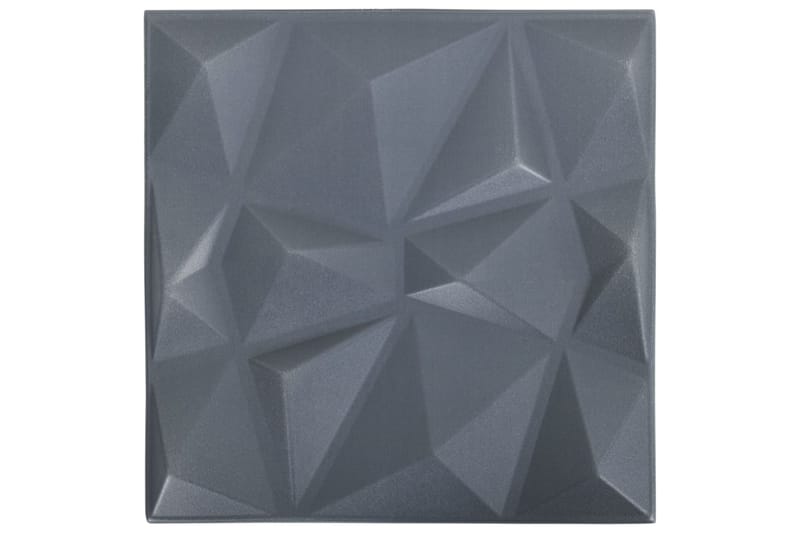 3D-väggpaneler 24 st 50x50 cm diamant grå 6 m² - Grå - Hus & renovering - Bygg - Golv, vägg & tak - Skivmaterial & byggskiva - Innerpanel