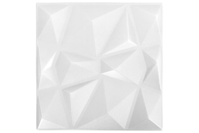 3D Väggpaneler 24 st 50x50 cm diamant vit 6 m² - Vit - Hus & renovering - Bygg - Golv, vägg & tak - Skivmaterial & byggskiva - Innerpanel