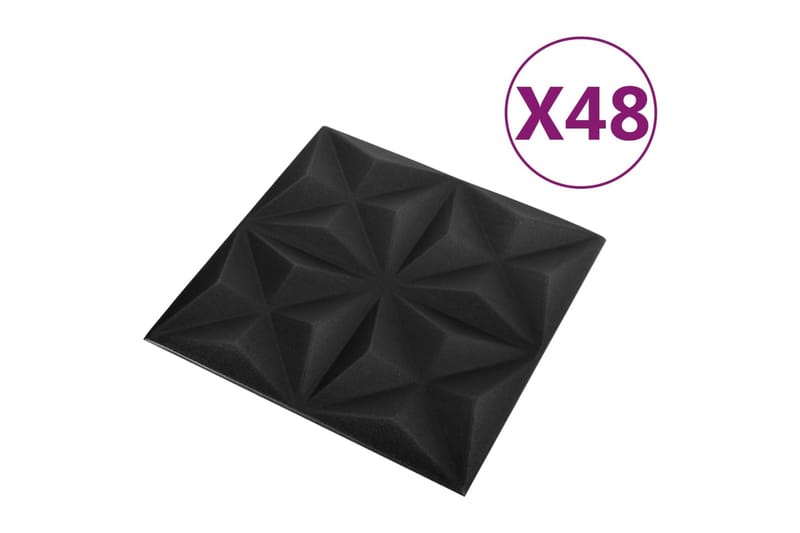 3D Väggpaneler 48 st 50x50 cm origami svart 12 m² - Svart - Hus & renovering - Bygg - Golv, vägg & tak - Golv & väggbeklädnad - Väggpanel & panelskiva