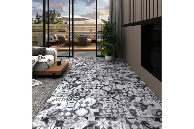 Självhäftande PVC-golvplankor 5,21 m² 2 mm grått mönster