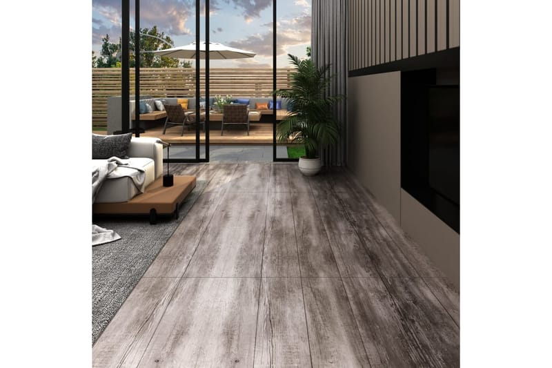 Självhäftande PVC-golvplankor 5,21 m² 2 mm mattbrunt trä - Brun - Utemöbler - Balkong - Golv balkong - Trall balkong