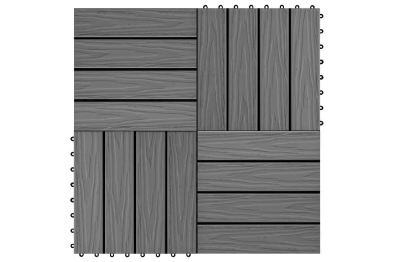 Trall 11 st djupt mönster WPC 30x30 cm 1 kvm grå - Grå - Utemöbler - Balkong - Golv balkong - Trall balkong