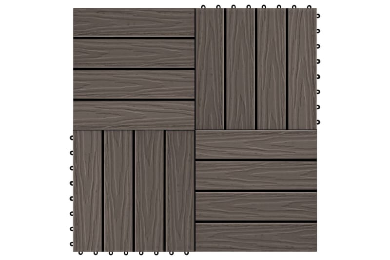 Trall 11 st djupt mönster WPC 30x30 cm 1 kvm mörkbrun - Brun - Utemöbler - Balkong - Golv balkong - Trall balkong
