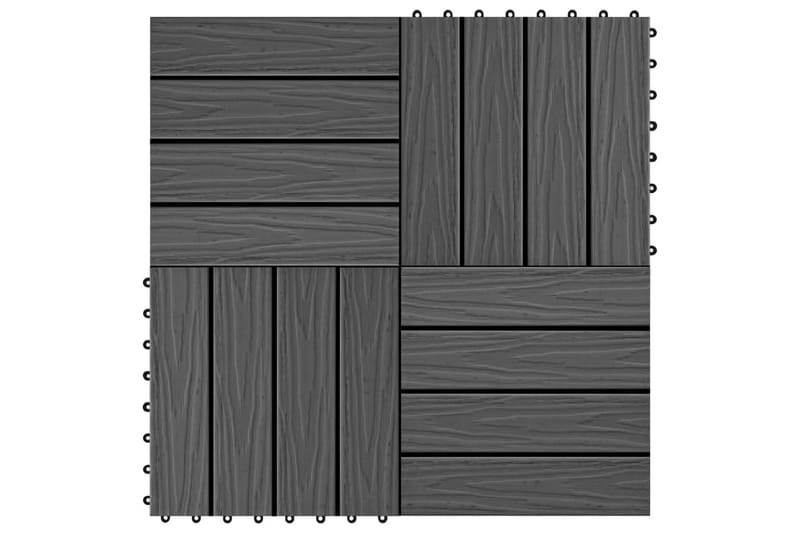 Trall 11 st djupt mönster WPC 30x30 cm 1 kvm svart - Svart - Utemöbler - Balkong - Golv balkong - Trall balkong