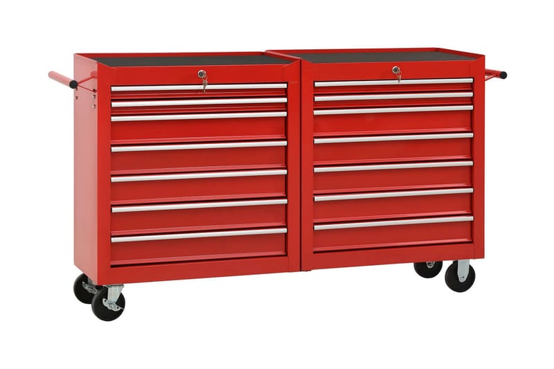 Verktygsvagn med 14 lådor stål röd - Röd - Hus & renovering - Garage & verkstad - Garageinredning & garageförvaring - Verktygsvagn