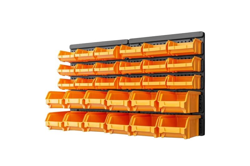 Väggmonterade sortimentslådor 32 delar gul och svart - Gul - Hus & renovering - Bygg - Spik, skruv & infästning - Sortimentförvaring - Sortimentlåda