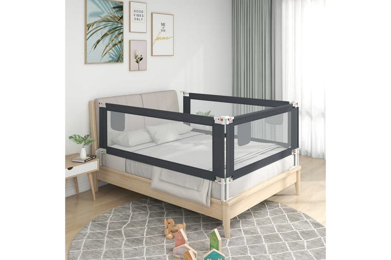 Sängskena för barn mörkgrå 160x25 cm tyg - Grå - Hus & renovering - Insynsskydd & inhägnad - Grind - Barngrind & trappgrind