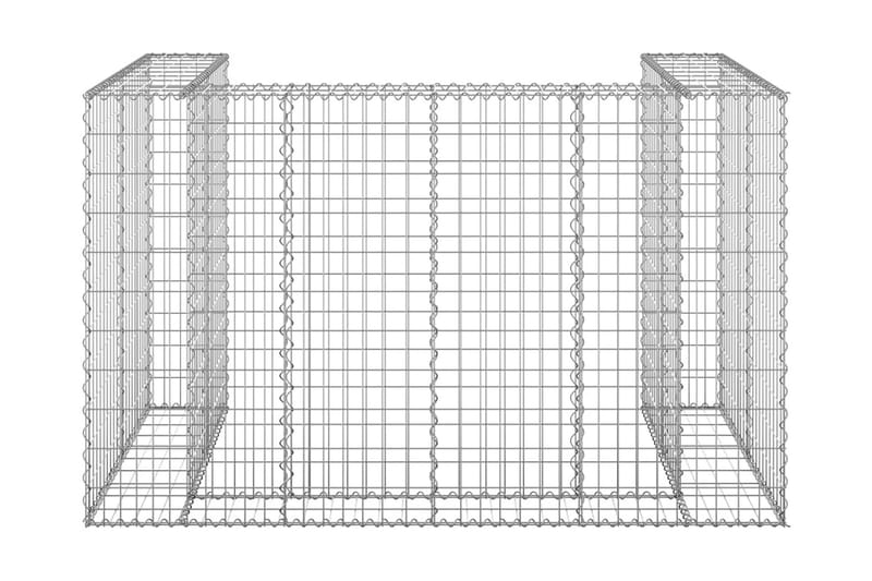 Gabionmur för soptunnor galvaniserat stål 180x100x110 cm - Silver - Hus & renovering - Insynsskydd & inhägnad - Mur - Gabion