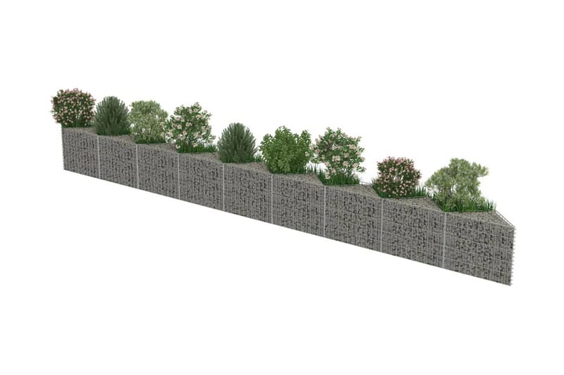 Gabionmur i galvaniserat stål 630x30x50 cm - Silver - Trädgård & spabad - Utemiljö - Trädgårdsdekoration - Damm & fontän