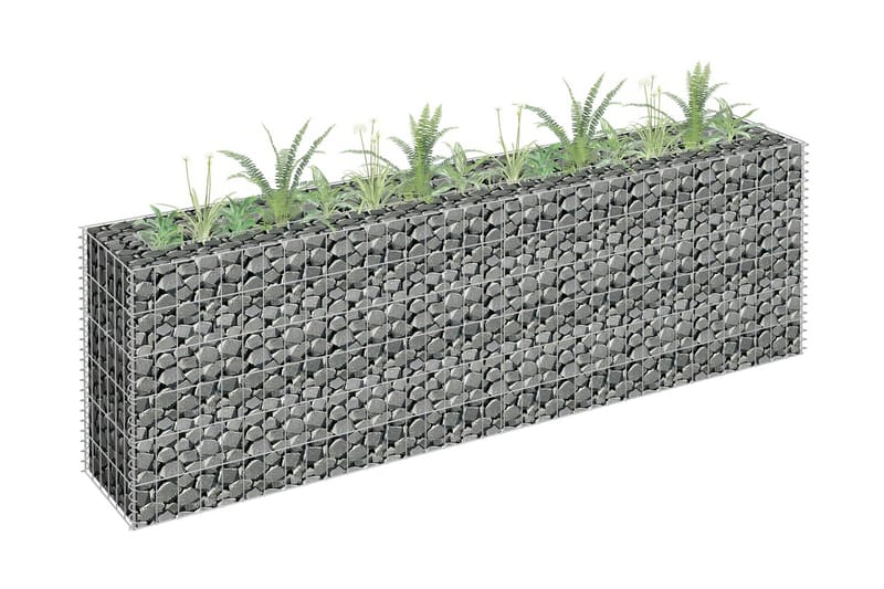 Planteringsgabion upphöjd galvaniserat stål 180x30x60 cm - Silver - Hus & renovering - Insynsskydd & inhägnad - Mur - Gabion