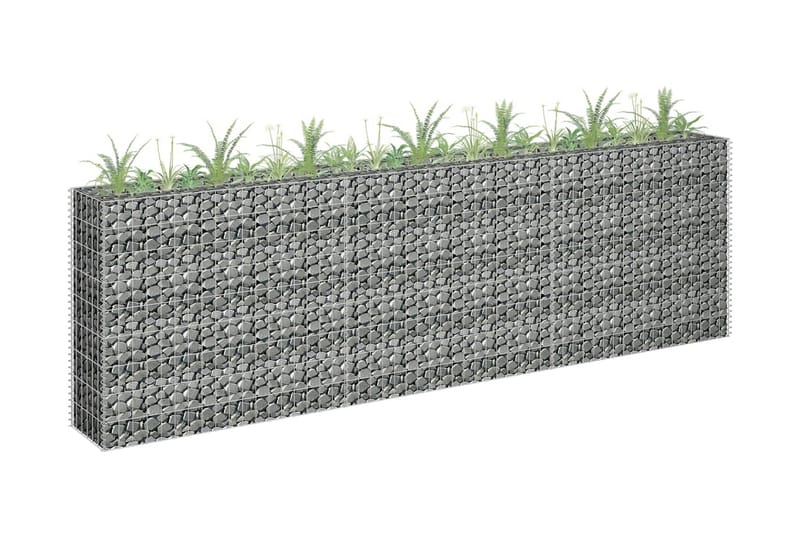 Planteringsgabion upphöjd galvaniserat stål 270x30x90 cm - Silver - Hus & renovering - Insynsskydd & inhägnad - Mur - Gabion