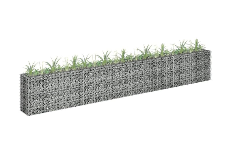 Planteringsgabion upphöjd galvaniserat stål 360x30x60 cm - Silver - Hus & renovering - Insynsskydd & inhägnad - Mur - Gabion