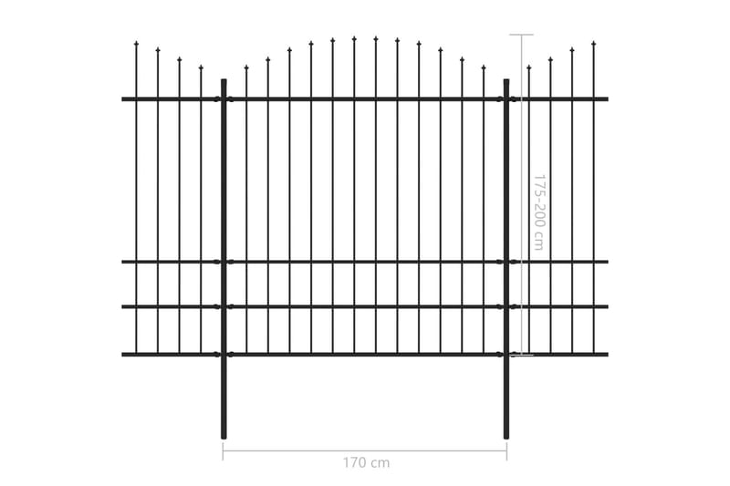Trädgårdsstaket med spjuttopp stål (1,75-2)x17 m svart - Svart - Hus & renovering - Insynsskydd & inhägnad - Staket - Smidesstaket & järnstaket