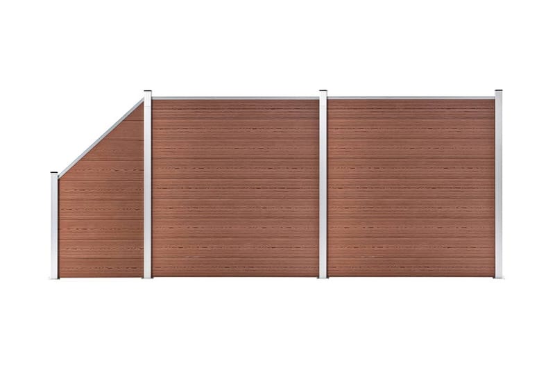WPC-staketpanel 2 fyrkantig + 1 vinklad 446x186 cm brun