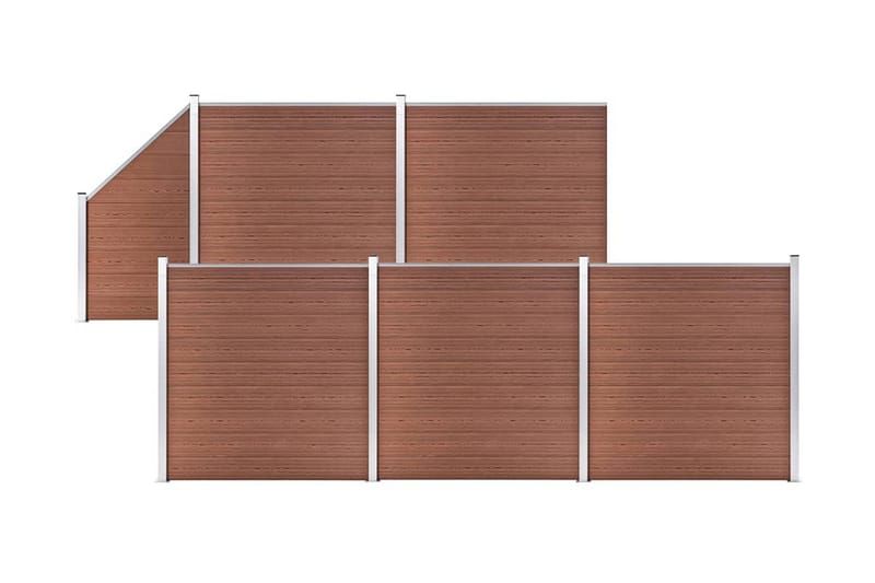 WPC-staketpanel 5 fyrkantig + 1 vinklad 965x186 cm brun