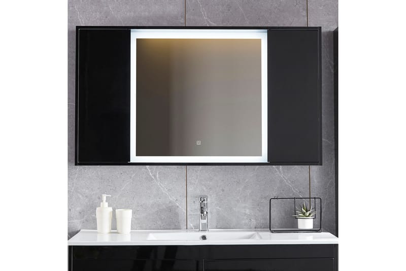 Spegel med dubbla sidoskåp och inbyggd Belysning 13x68 cm Sv - Lyfco - Hus & renovering - Kök & bad - Badrum - Badrumsmöbler & badrumsinredning - Badrumsspegel