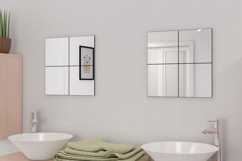 Spegelplattor utan ram glas 16 st 20,5 cm - Silver - Hus & renovering - Kök & bad - Badrum - Badrumsmöbler & badrumsinredning - Badrumsspegel