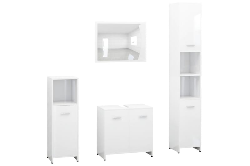 Badrumsmöbler 4 delar vit högglans spånskiva - Vit - Hus & renovering - Kök & bad - Badrum - Badrumsmöbler & badrumsinredning - Kompletta möbelpaket badrum