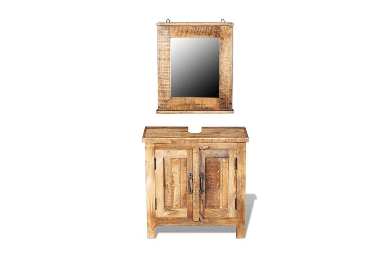 Badrumsunderskåp med spegel massivt mangoträ - Brun - Hus & renovering - Kök & bad - Badrum - Badrumsmöbler & badrumsinredning - Kompletta möbelpaket badrum