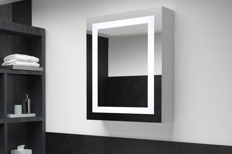 Badrumsskåp med spegel LED 50x13x70 cm - Vit - Möbler - Bord & matgrupper - Sminkbord & toalettbord